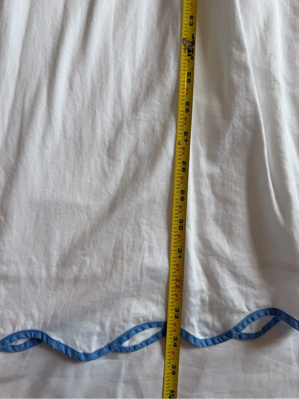 LAKE Pajamas Patio Dress White Blue Size Medium Scalloped - Picture 7 of 10